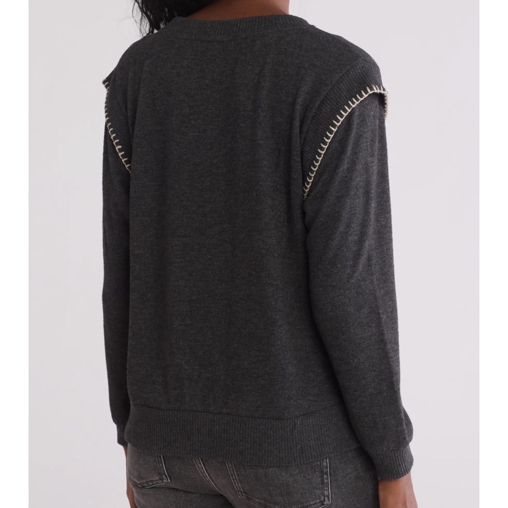 Democracy Charcoal Grey Knit Sweatshirt‎ with stitched detail M